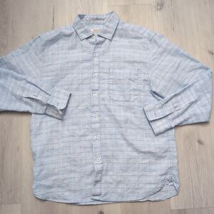 Tommy Bahama Barbados Breeze Stretch Shirt Men Medium Blue Linen Bln  Flip Cuffs